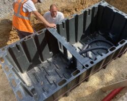 Installation jardin de pluie urbain HydroPlanter