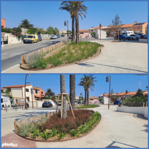 Volige Plantco de forte épaisseur en corten au bord de la mer